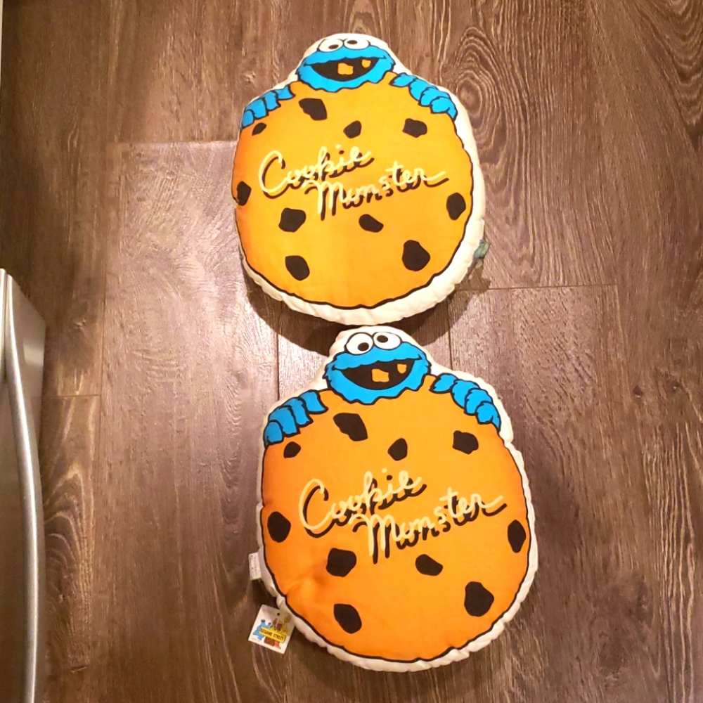 Sesame Street Set of 2 Cookie Monster Pillows Made in Japan 🇯🇵